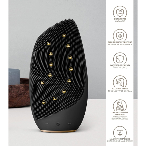 GESKE – Gesichtsreinigungs- und Massagebürste Sonic Thermo Face-Lifter 8 in 1 – Schwarzgold