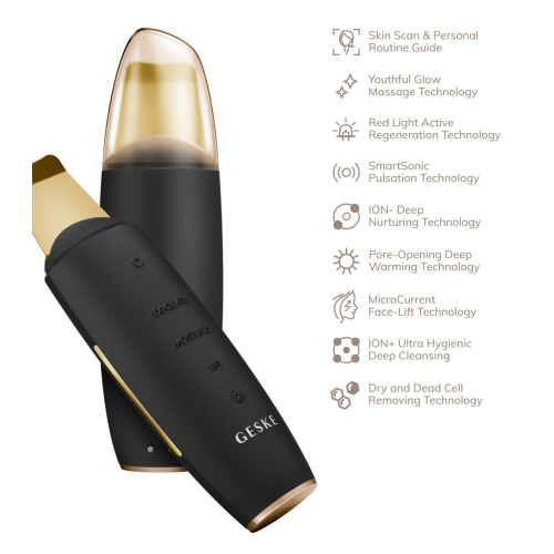GESKE – Reiniger MicroCurrent Skin Scrubber & Blackhead Remover 9 en 1  – Schwarzes Gold