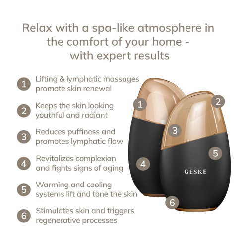 GESKE - 7-in-1 Augen- und Gesichtsmassagegerät Cool & Warm - Black Gold