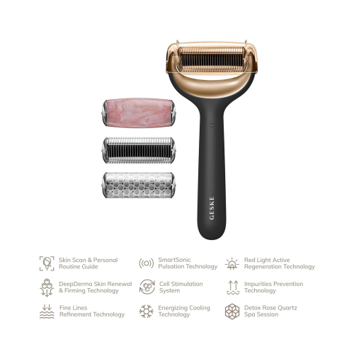 GESKE – 9-in-1-Mikronadel-Gesichts- und Körperroller – Schwarzgold