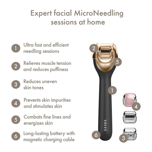 GESKE – 9-in-1-Mikronadel-Gesichtsroller – Schwarzgold