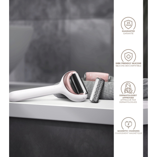 GESKE – 9-in-1-Mikronadel-Gesichts- und Körperroller – Weiß-Roségold