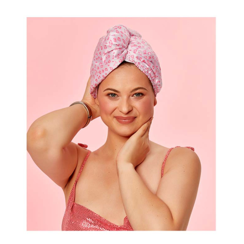 GLOV – *Barbie* – Turban-Handtuch aus Satin und Stoff – Pink Panther