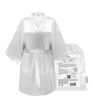 GLOV – Satin-Robe Kimono Style – Weiß