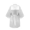 GLOV – Satin-Robe Kimono Style – Weiß