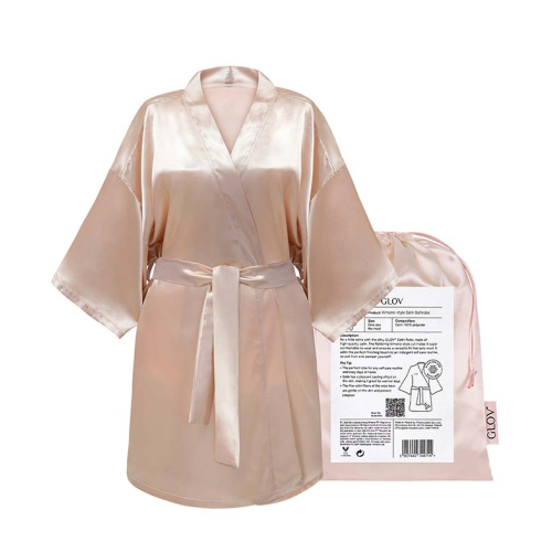 GLOV – Satin-Robe Kimono Style – Champagner