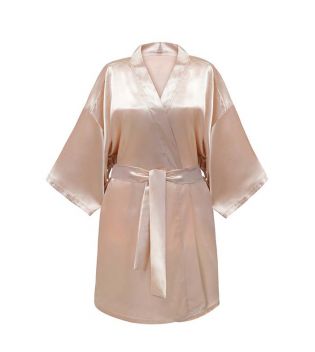 GLOV – Satin-Robe Kimono Style – Champagner