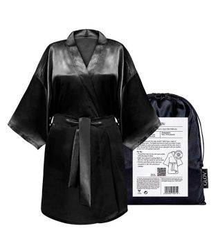 GLOV – Satin-Robe Kimono Style – Schwarz