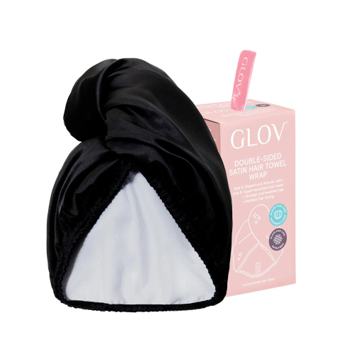 GLOV - Turban-Handtuch aus Satin und Stoff - Schwarz