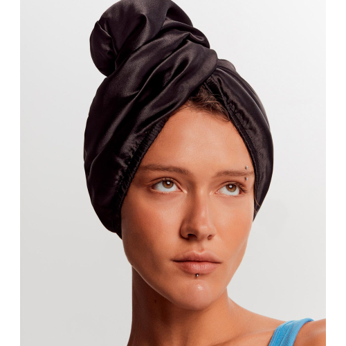 GLOV - Turban-Handtuch aus Satin und Stoff - Schwarz