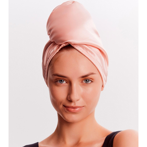 GLOV - Turbantuch aus Satin und Stoff - Rosa