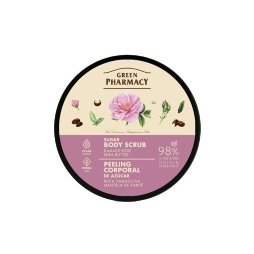 Green Pharmacy - Zucker-Körperpeeling - Damascena-Rose + Sheabutter