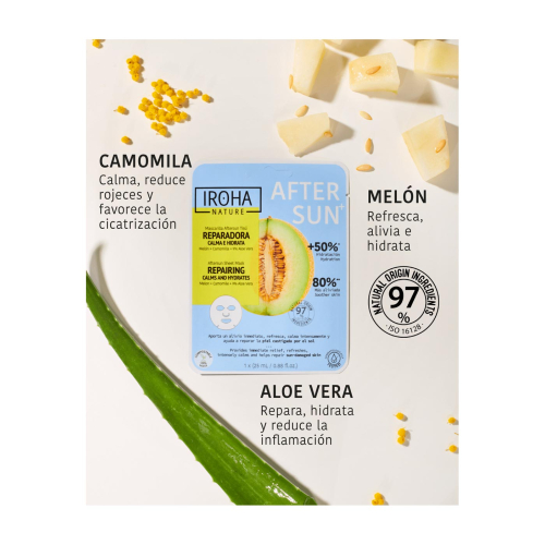 Iroha Nature – Gesichtsmaske After Sun+ – Reparierend: beruhigt und spendet Feuchtigkeit