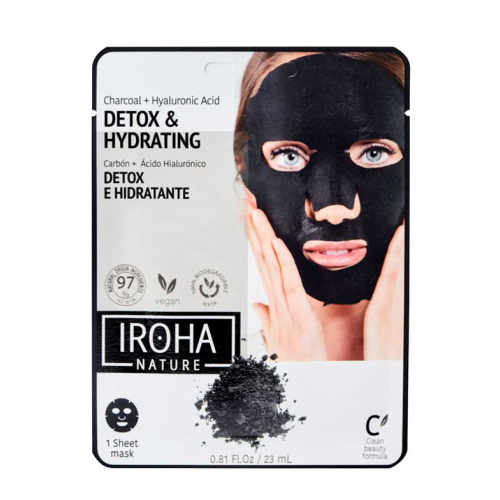 Iroha Nature - Entgiftende und feuchtigkeitsspendende Gesichtsmaske - Holzkohle + Hyaluronsäure