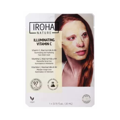 Iroha Nature - Beleuchtende und feuchtigkeitsspendende Gesichtsmaske - Vitamin C + Hyaluronsäure