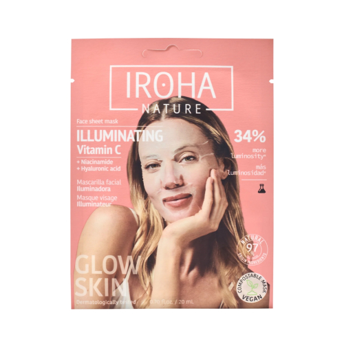 Iroha Nature - Beleuchtende und feuchtigkeitsspendende Gesichtsmaske - Vitamin C + Hyaluronsäure