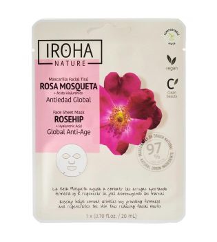 Iroha Nature – Globale Anti-Aging-Gewebe-Gesichtsmaske – Hagebutte