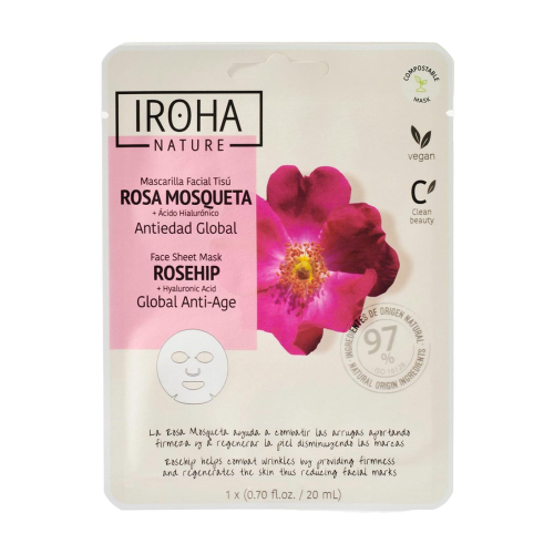 Iroha Nature – Globale Anti-Aging-Gewebe-Gesichtsmaske – Hagebutte