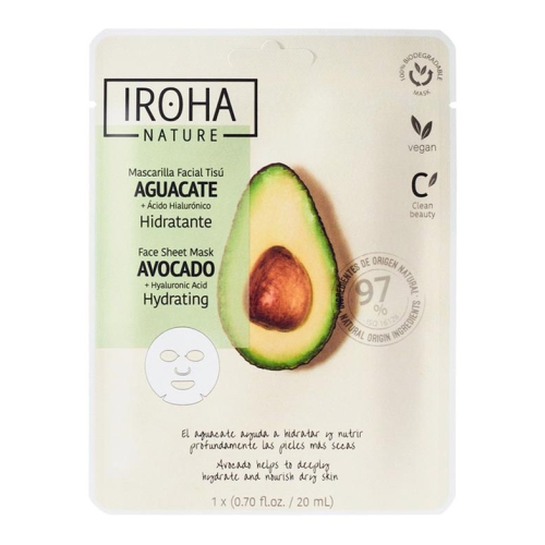 Iroha Nature - Feuchtigkeitsspendende Gewebe-Gesichtsmaske - Avocado
