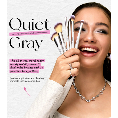 Jessup Beauty - *Innovation in Hand, Beauty in Heart* - Set mit 7 Doppelpinseln - Quiet Gray