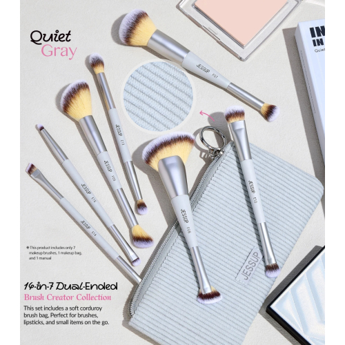 Jessup Beauty - *Innovation in Hand, Beauty in Heart* - Set mit 7 Doppelpinseln - Quiet Gray