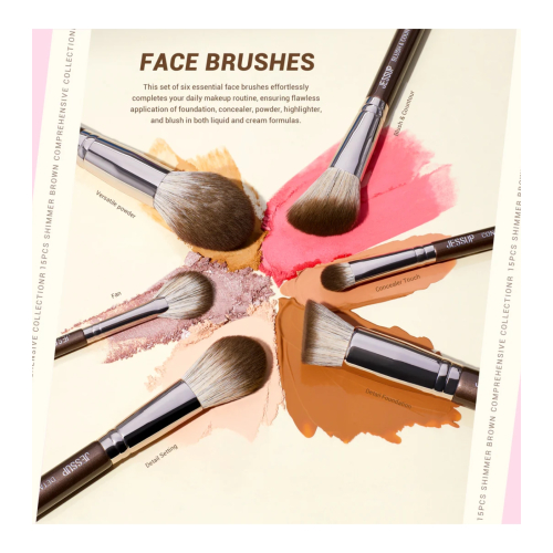 Jessup Beauty - *Makeup Essentials in a Box* - 15-Pinsel-Set - Shimmer Brown