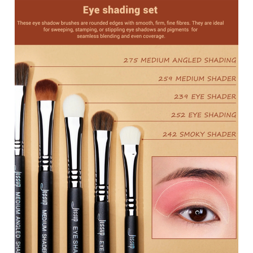 Jessup Beauty - Pinselset PRO 12pcs - T339: Black/Silver