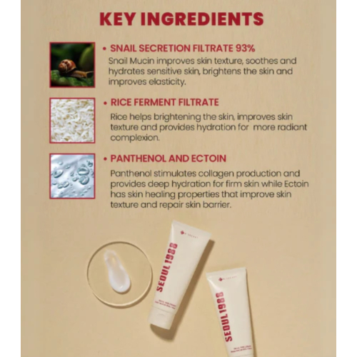 K-Secret - *Seoul 1988* - Gesichtscreme Snail Mucin 93% + Rice