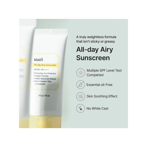 Klairs - Sonnencreme für das Gesicht All-day Airy Sunscreen SPF50+ PA++++