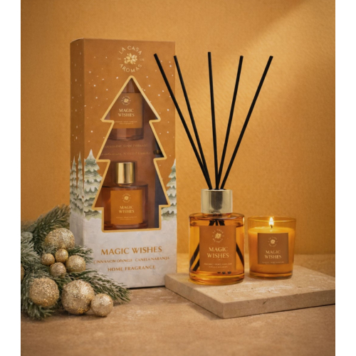 La Casa de los Aromas - *Weihnachten* - Set Mikado + Kerze - Magic Wishes