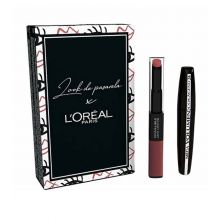 Loreal Paris - Catwalk Look Set - Mega Volume Collagen Mascara + Flüssiger Lippenstift Infaillible 24H 100: Timeless Rose