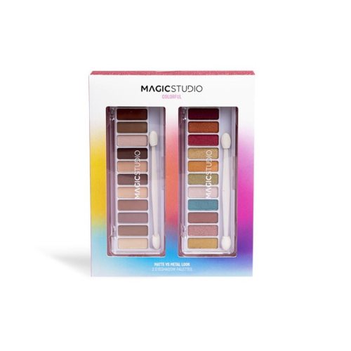 Magic Studio - *Colorful* – Lidschatten-Paletten-Set Matte vs Metal Look