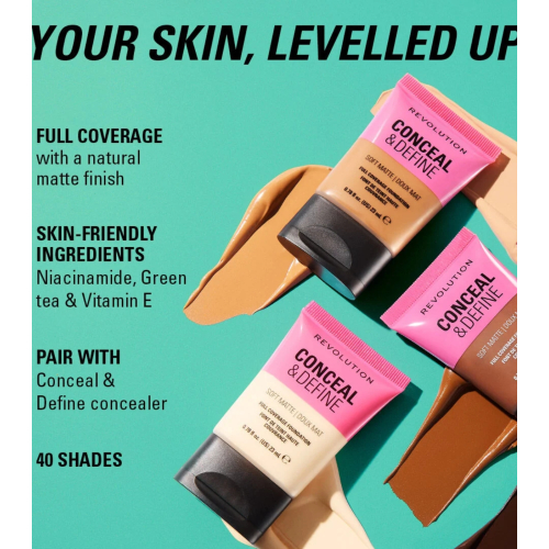 Makeup Revolution - Foundation Conceal & Define Soft Matte - F2NC