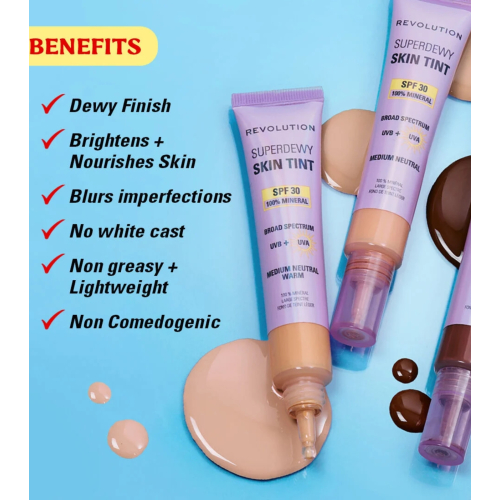 Makeup Revolution - Foundation Superdewy Skin Tint SPF30 - Medium Neutral Warm