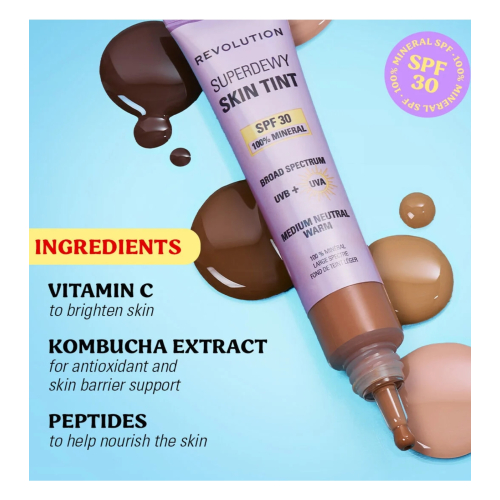Makeup Revolution - Foundation Superdewy Skin Tint SPF30 - Medium Tan Warm