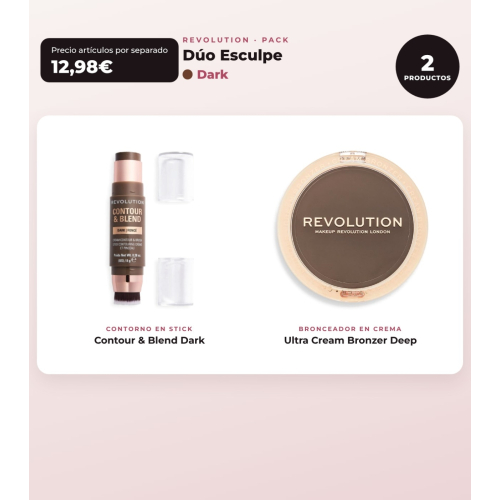 Makeup Revolution - Konturstift-Set Reloaded Contour & Blend - Dark + Creme-Highlighter Ultra Cream Bronzer - Deep