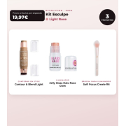 Makeup Revolution - Konturstift-Set Reloaded Contour & Blend - Light + Highlighter Jelly Glass Halo - Rose Glow + Highlighter-Pinsel Soft Focus Create - R6