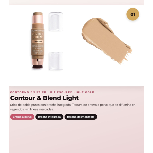 Makeup Revolution - Konturstift-Set Reloaded Contour & Blend - Light + Highlighter Jelly Glass Halo - Golden Glow + Highlighter-Pinsel Soft Focus Create - R6