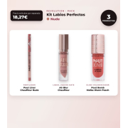 Makeup Revolution - Set mit Lippenkonturenstift Pout Liner - Chauffeur Nude + mattem flüssigem Lippenstift Air Blur - Chauffeur + volumisierendem Lipgloss Pout Bomb - Melba Warm Peach