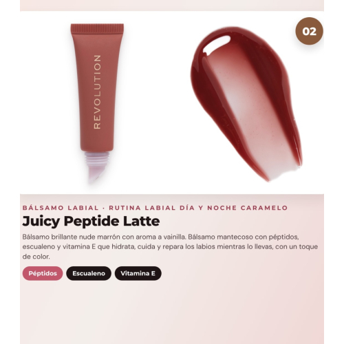 Makeup Revolution - Set aus Lippenmaske Juicy Peptide Pudding - Butterscotch Brown + Lippenbalsam Juicy Peptide - Latte + Lippenöl Glaze Oil - Lust Clear