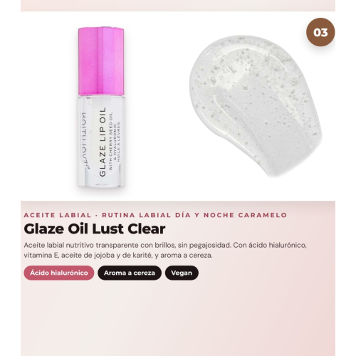 Makeup Revolution - Set aus Lippenmaske Juicy Peptide Pudding - Butterscotch Brown + Lippenbalsam Juicy Peptide - Latte + Lippenöl Glaze Oil - Lust Clear