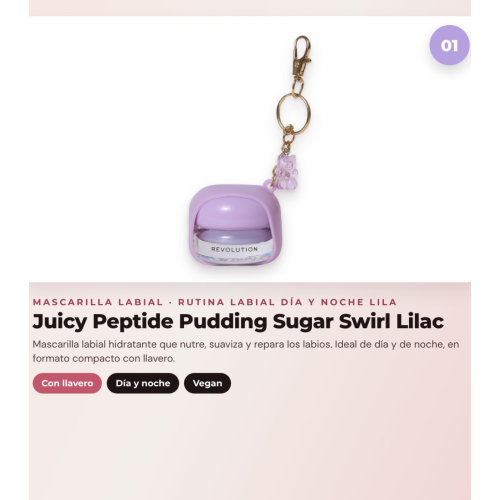 Makeup Revolution - Set aus Lippenmaske Juicy Peptide Pudding - Sugar Swirl Lilac + Lippenbalsam Juicy Peptide - Spice + Lippenöl Glaze Oil - Lust Clear