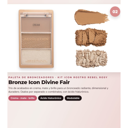 Makeup Revolution - Set aus Blush-Palette Icon Blush - Rebellious Red + Bronzer-Palette Bronze Icon - Divine Fair + Highlighter-Palette Highlight Icon - Rosy Gold Glow