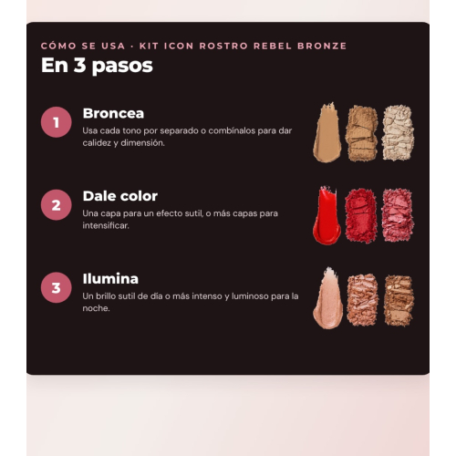 Makeup Revolution - Set aus Rouge-Palette Icon Blush - Rebellious Red + Bronzer-Palette Bronze Icon - Divine Fair + Highlighter-Palette Highlight Icon - Molten Bronze
