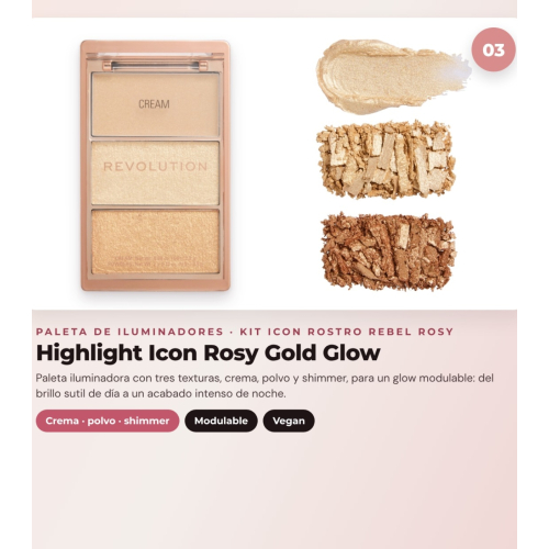 Makeup Revolution - Set aus Blush-Palette Icon Blush - Rebellious Red + Bronzer-Palette Bronze Icon - Divine Fair + Highlighter-Palette Highlight Icon - Rosy Gold Glow
