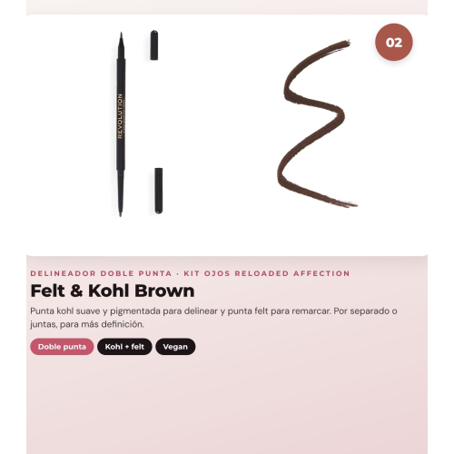 Makeup Revolution - Set aus Lidschattenpalette Reloaded - Affection + Augenliner Felt & Kohl Precision Dual Liner - Brown + Augenliner Streamline Waterline Eyeliner Pencil - Silver