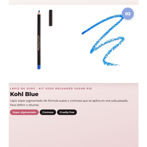 Makeup Revolution - Set aus Lidschattenpalette Reloaded -  Sugar Pie + Eyeliner Kohl - Blue + Eyeliner Streamline Waterline Eyeliner Pencil - Gold