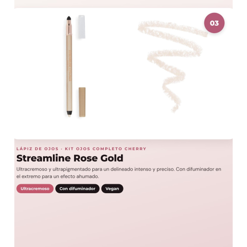 Makeup Revolution - Set aus Lidschattenpalette The Cherry Icon + Flüssiger Eyeliner Super Flick - Black + Augenstift Streamline Waterline Eyeliner Pencil - Rose Gold