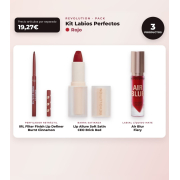 Makeup Revolution - Set mit Lippenkonturenstift IRL Filter Finish Lip Definer - Burnt Cinnamon + Satin Lippenstift Lip Allure Soft Satin + Mattes flüssiges Lippenprodukt Air Blur - Fiery