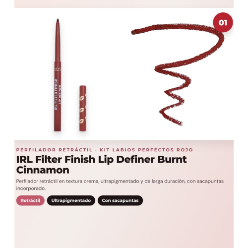Makeup Revolution - Set mit Lippenkonturenstift IRL Filter Finish Lip Definer - Burnt Cinnamon + Satin Lippenstift Lip Allure Soft Satin + Mattes flüssiges Lippenprodukt Air Blur - Fiery